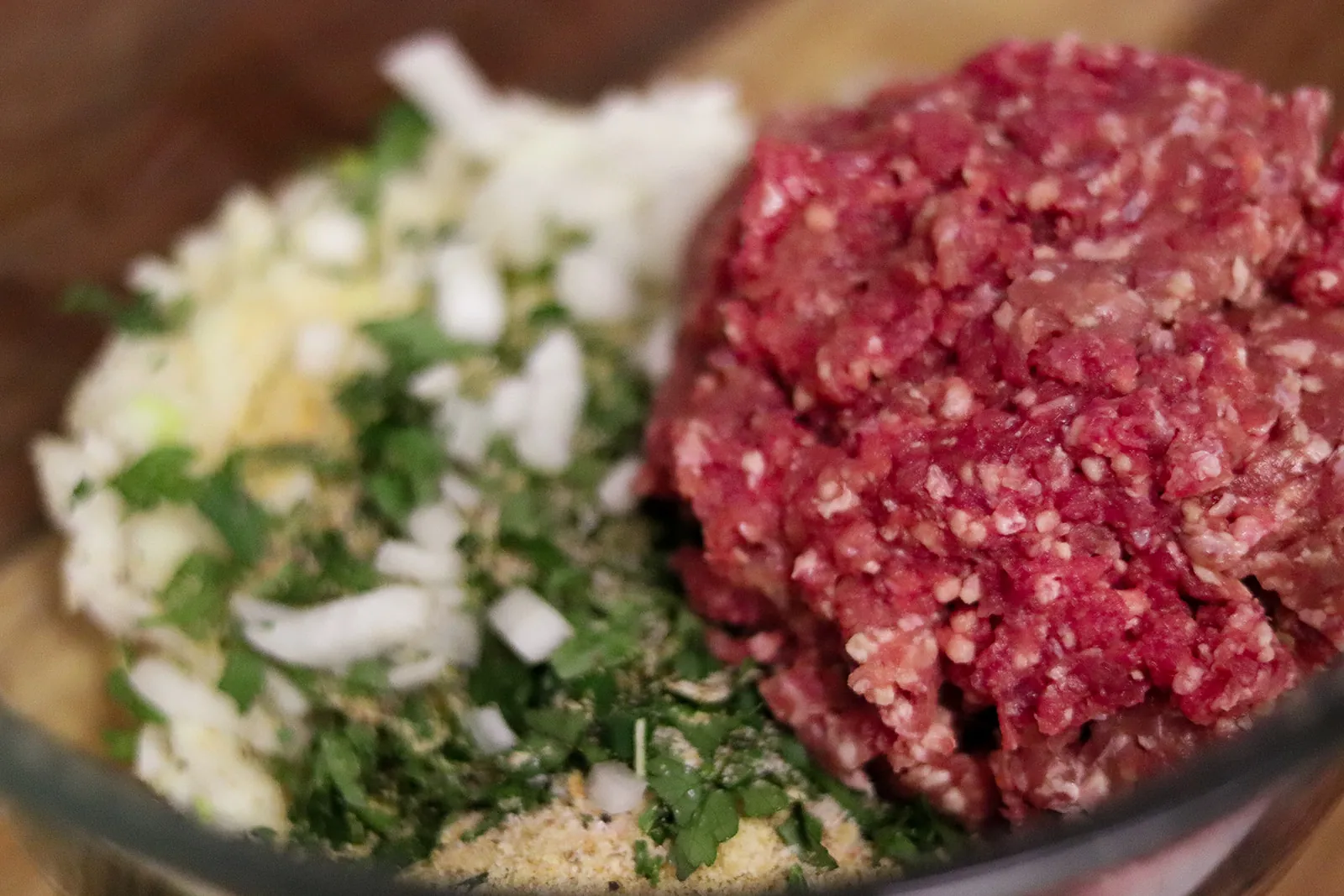 Barton Beef ground beef with chopped onion and fresh herbs, ready for taco night